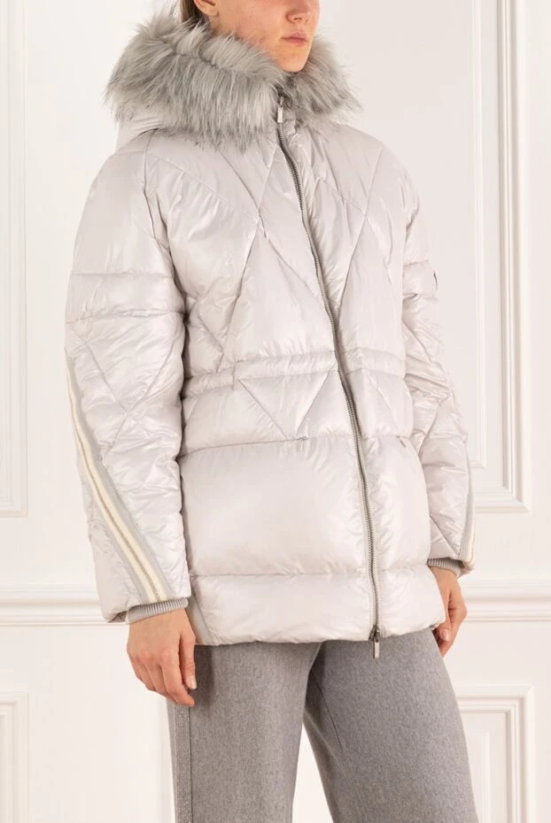 Lorena Antoniazzi down jacket with diagonal quilting and fur on the hood
 163398 - photo 3