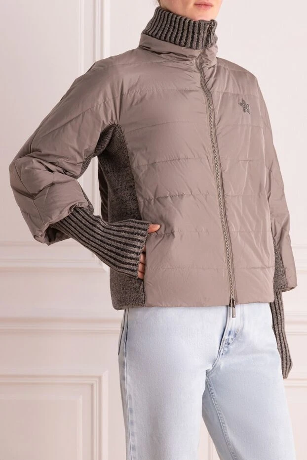 Lorena Antoniazzi down jacket combined with knitted elements beige women's
 163400 - photo 3