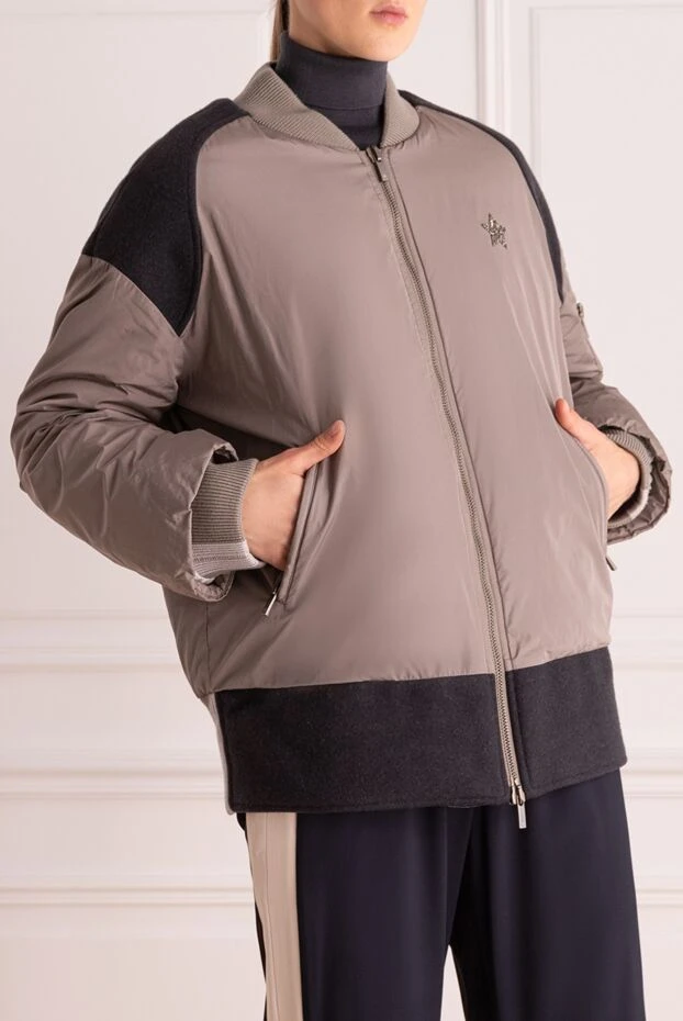 Lorena Antoniazzi women's quilted jacket blue with zipper and high collar 163402 - photo 3