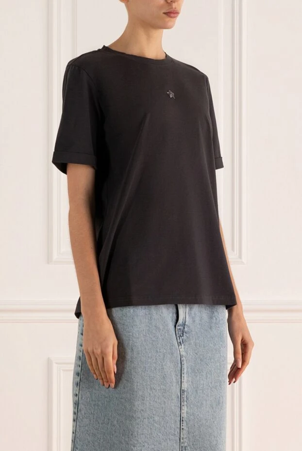 Lorena Antoniazzi кеудеде жұлдызды әшекейі бар негізгі сұр мақтадан жасалған футболка
 163429 - фото 3