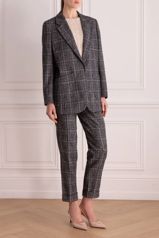 Lorena Antoniazzi женский костюм серый в крупную клетку с укороченными брюками
 163439 - фото 3