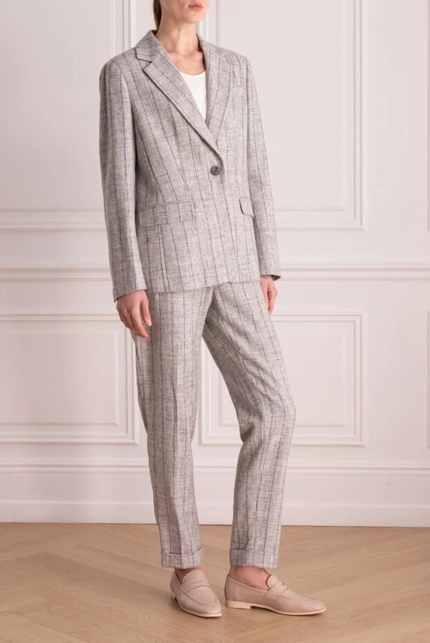 Lorena Antoniazzi женский костюм серый в полоску из смесовой ткани с добавлением шерсти
 163446 - фото 3