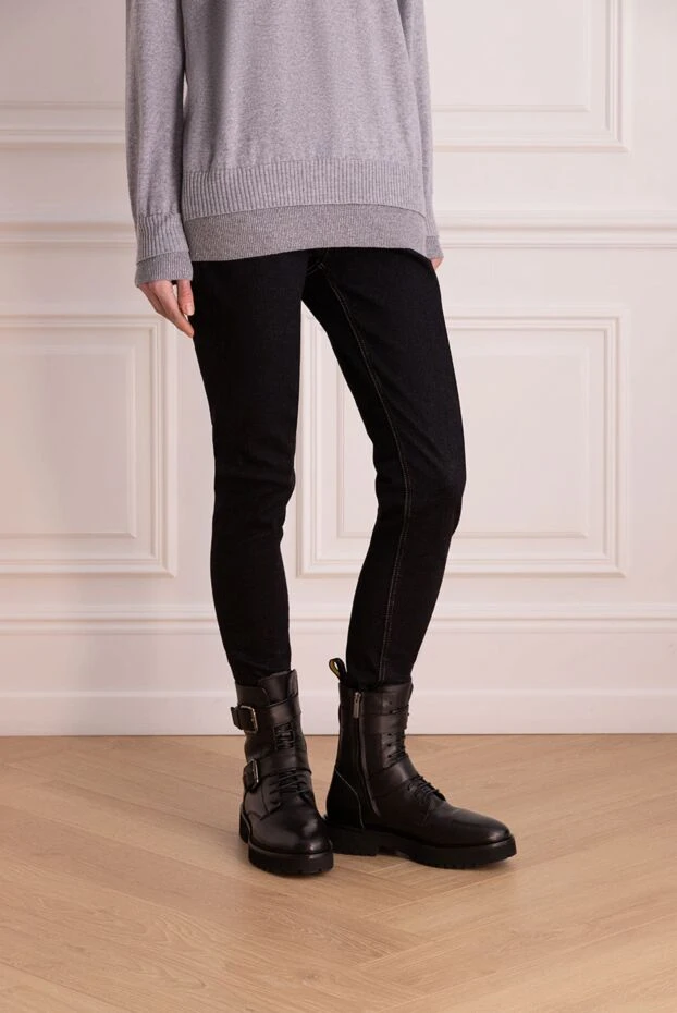 Lorena Antoniazzi қара әйелдерге арналған табиғи мақтадан жасалған жоғары белдік джинсы 163447 - фото 3