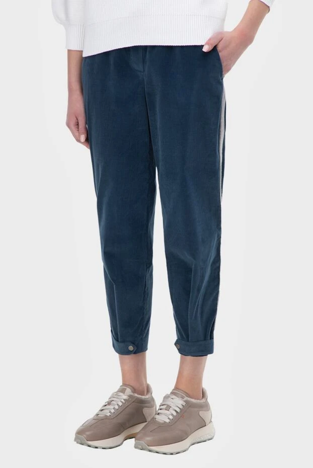 Lorena Antoniazzi брюки женские на завязках с лампасами синие 163448 - фото 3