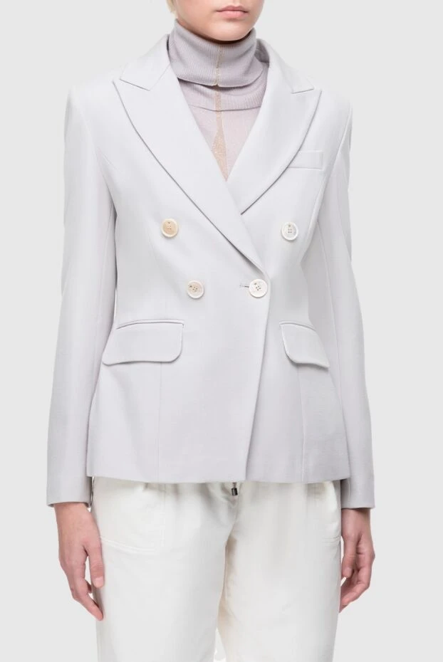 Lorena Antoniazzi қарама-қарсы түймелері бар ашық сұр екі төсті әйелдер күртелері 163452 - фото 3