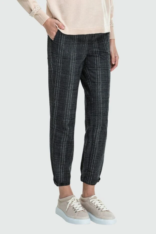 Lorena Antoniazzi брюки женские на завязках в клетчатый принт серые 163454 - фото 3