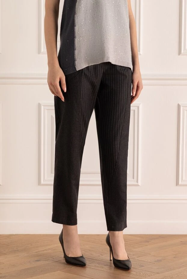 Lorena Antoniazzi брюки женские в полоску серые 163457 - фото 3