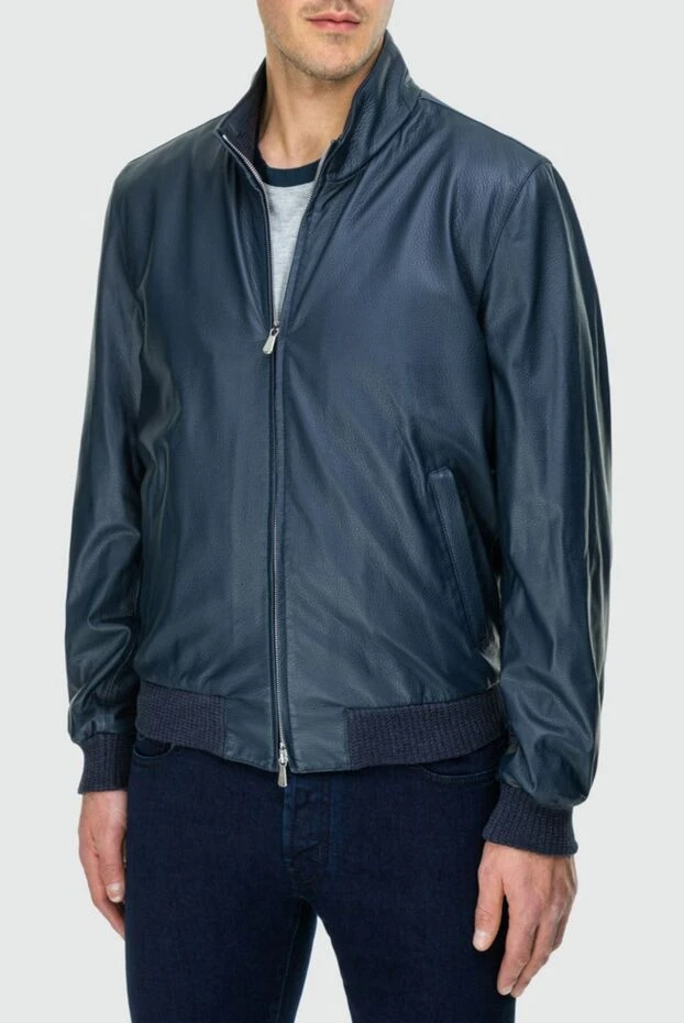 Enrico Mandelli leather jacket blue for men 163555 - photo 3