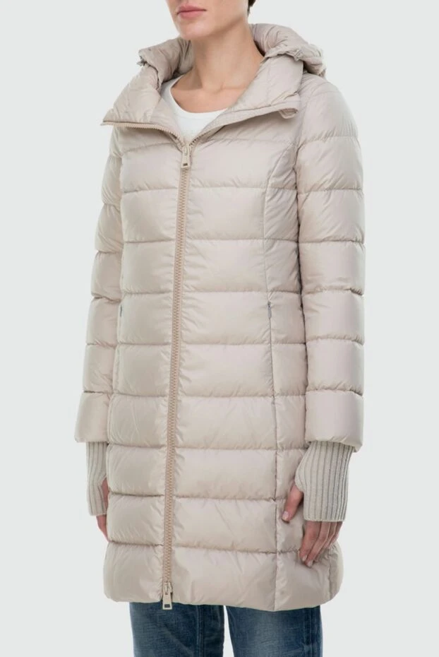 Herno пуховик бежевый удлиненный с капюшоном и манжетами-перчатками
 163567 - фото 3
