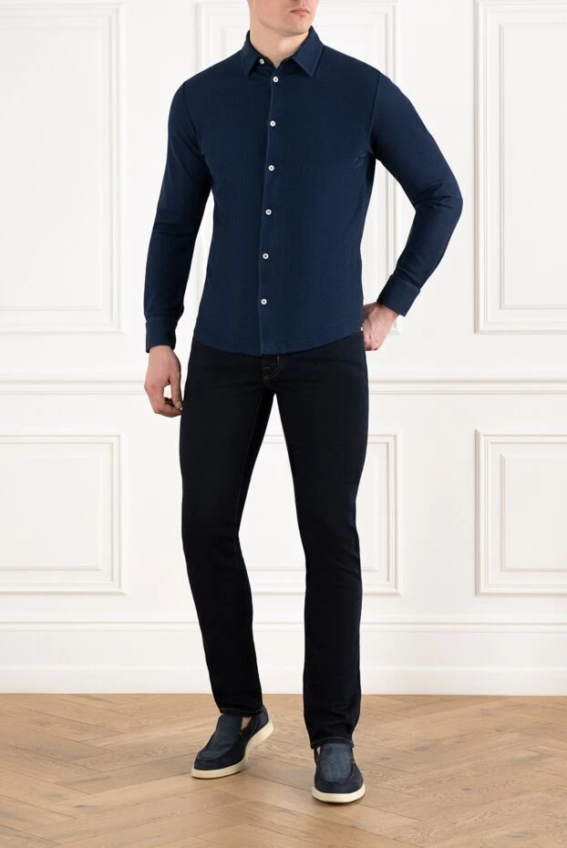 Jacob Cohen мужские джинсы тёмно-синие из бархатного хлопка
163598 - фото 2