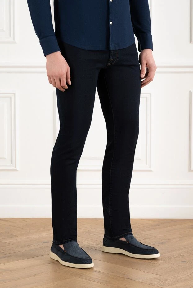 Jacob Cohen мужские джинсы тёмно-синие из бархатного хлопка
 163598 - фото 3