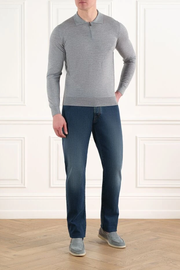 Jacob Cohen джинсы из хлопка и нейлона синие мужские 163600 - фото 2