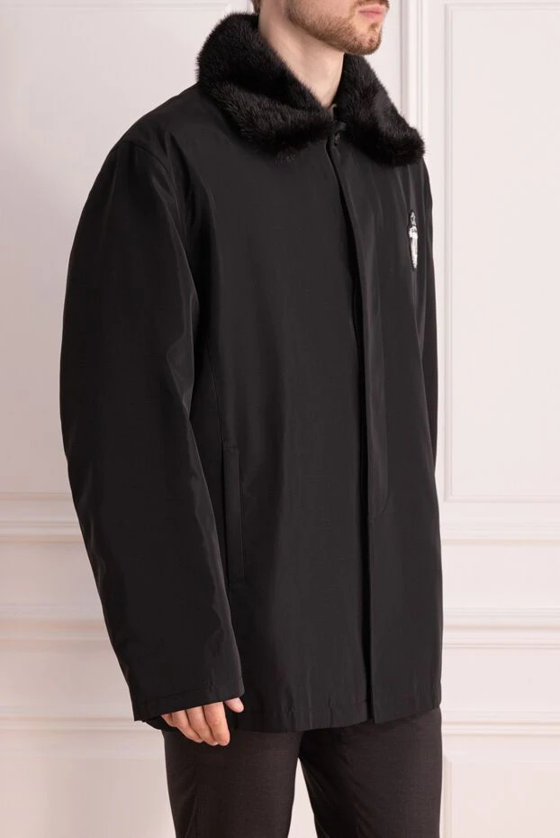Billionaire куртка-пальто с меховым воротником черная мужская 163611 - фото 3