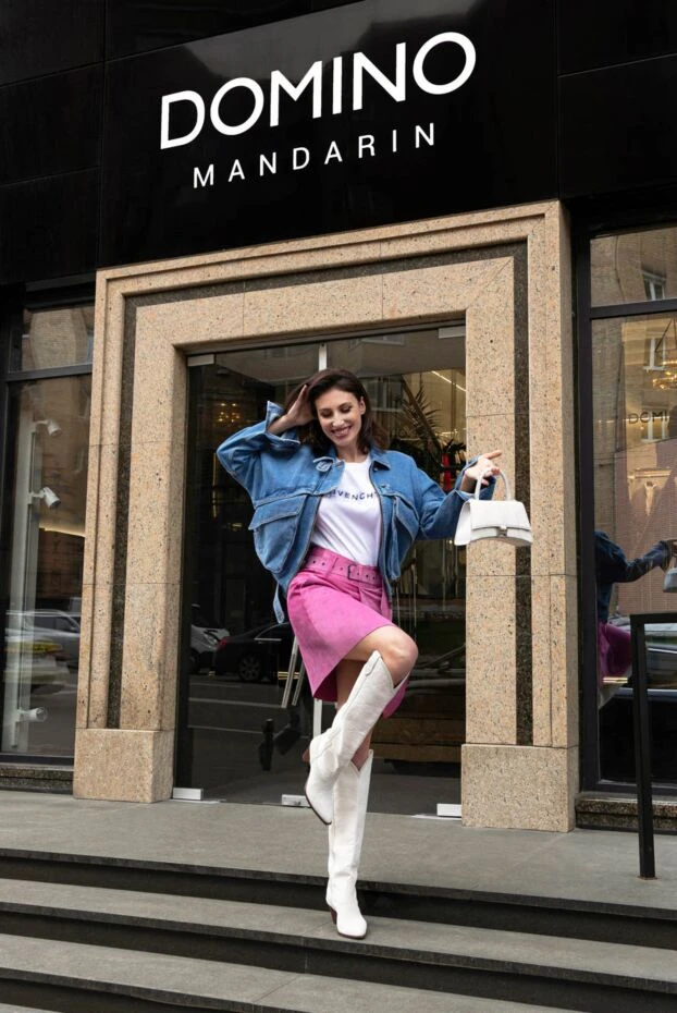 Isabel Marant юбка из розовой замши с акцентным поясом и глубокими складками 163668 - фото 3