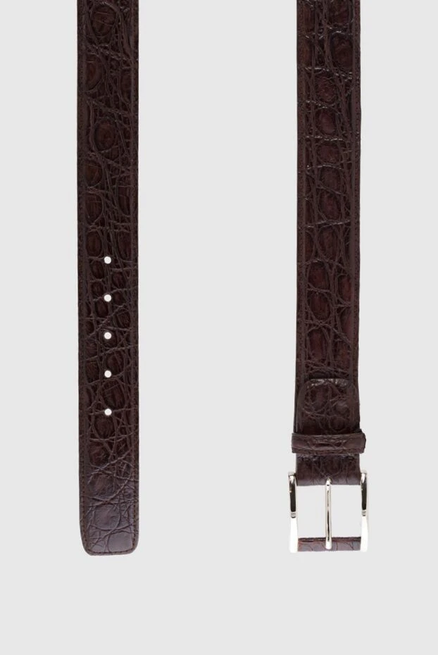 Tardini ремень из рельефно фактурной крокодиловой кожи коричневый мужской 163700 - фото 3