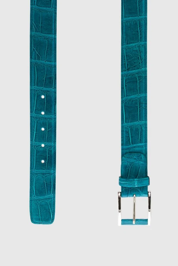 Tardini ремень из кожи крокодила синий бирюзового оттенка мужской 163701 - фото 3