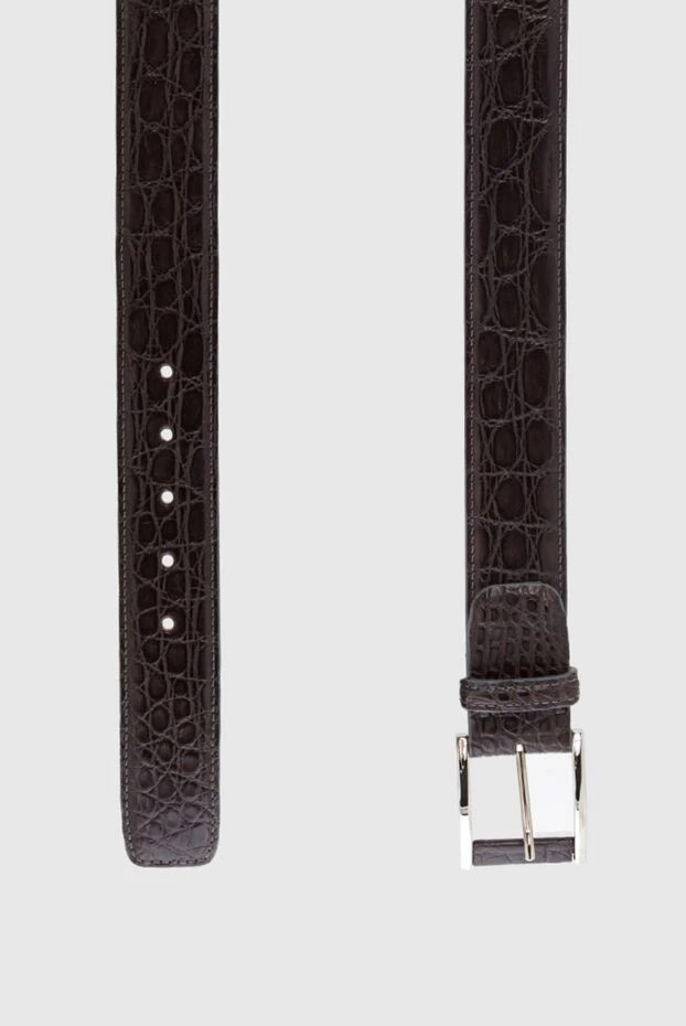 Tardini ремень из фактурной кожи крокодила темно-коричневый мужской 163702 - фото 3