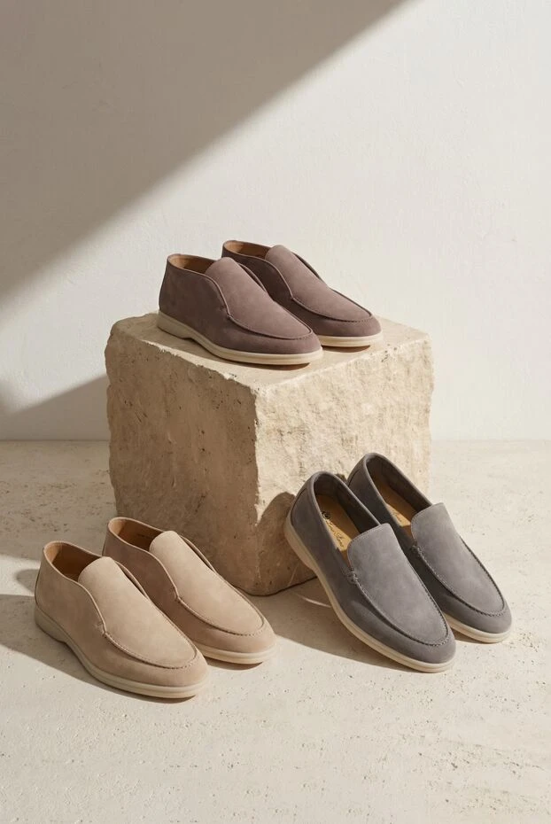 Нубуковые лоферы мужские бежевые с мягкой подошвой

 - фото 2