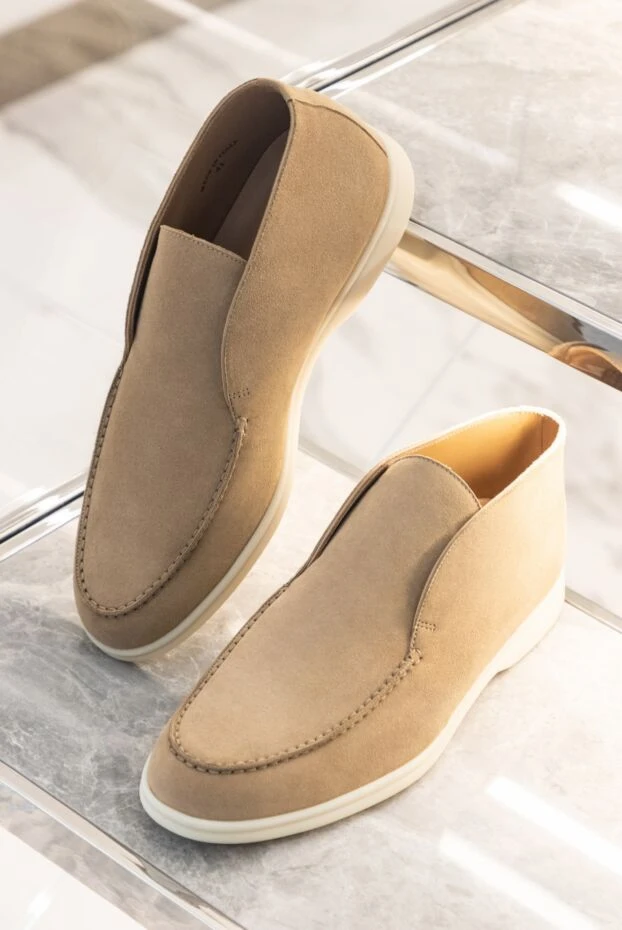 Loro Piana men's beige nubuck loafers with soft soles

 163810 - photo 3