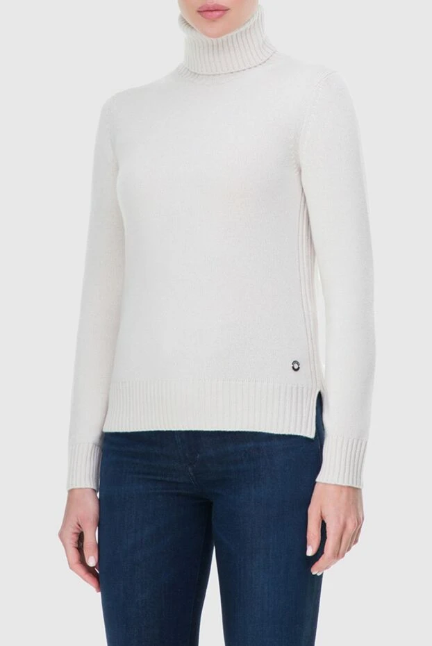 Loro Piana тіктұрғыш жағасы бар беж кашемир әйелдер жемпірі 163814 - фото 3