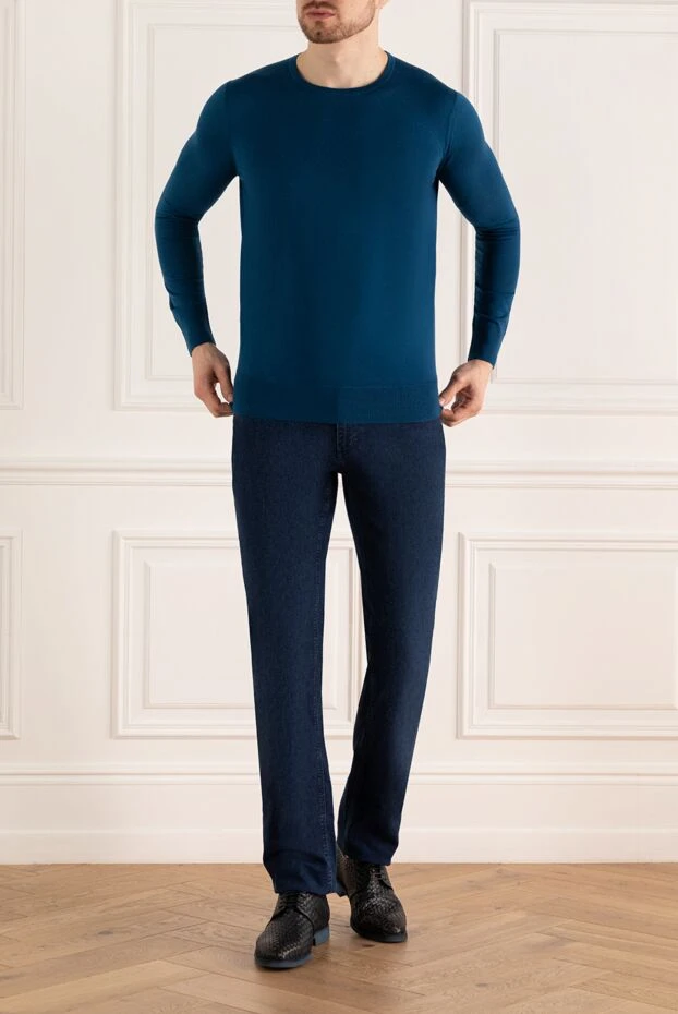 Loro Piana man wool jumper blue for men купить с ценами и фото 163849 - photo 2