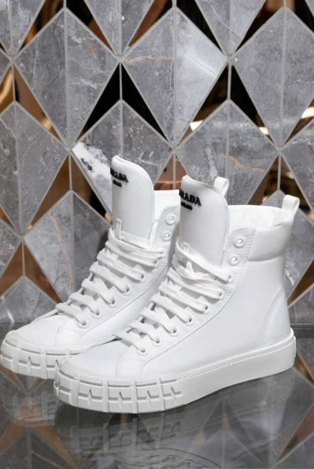 Prada кеды женские высокие кожаные с сумкой белые 163858 - фото 2