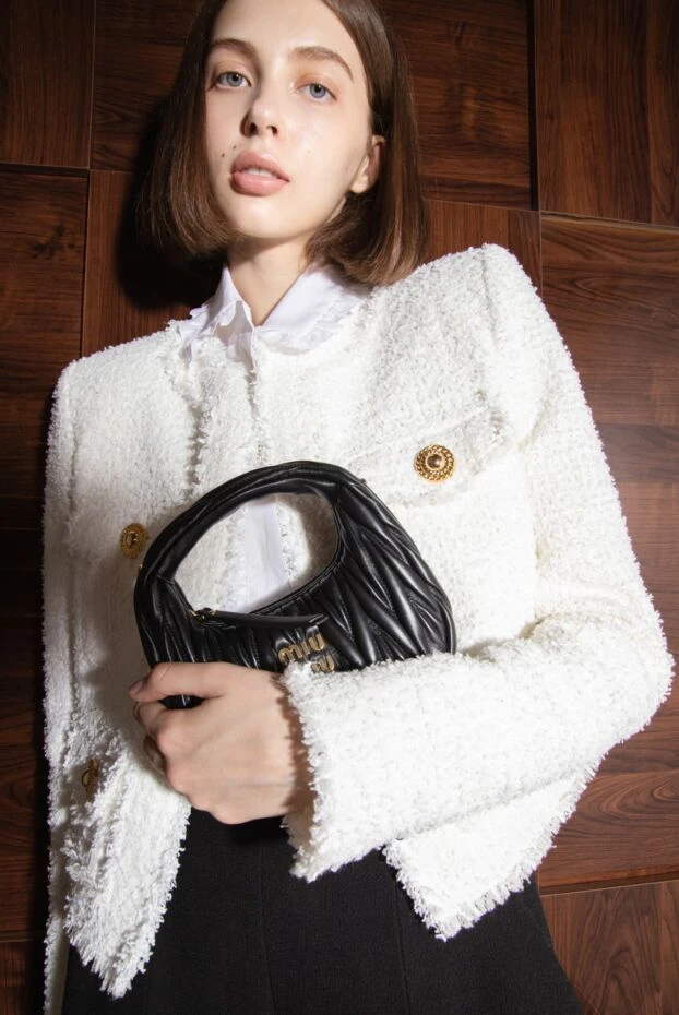 Saint Laurent жабо мен рюштары бар әйелдер блузкасы ақ 163911 - фото 2