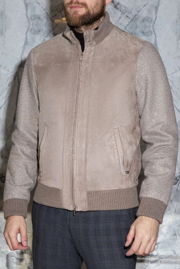 Enrico Mandelli куртка из замши и полиэстера бежевая мужская 163952 - фото 2