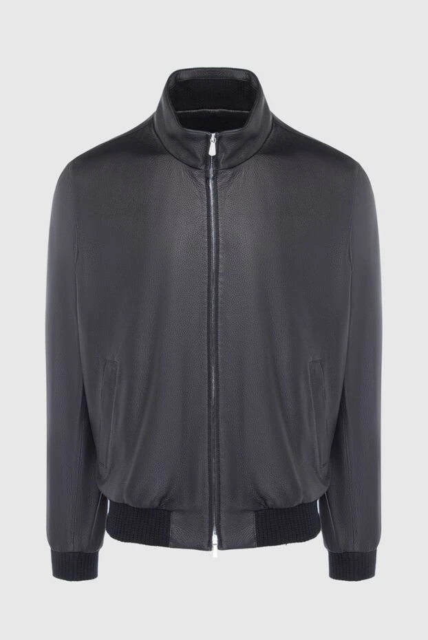 Куртка кожаная черная мужская - фото 1