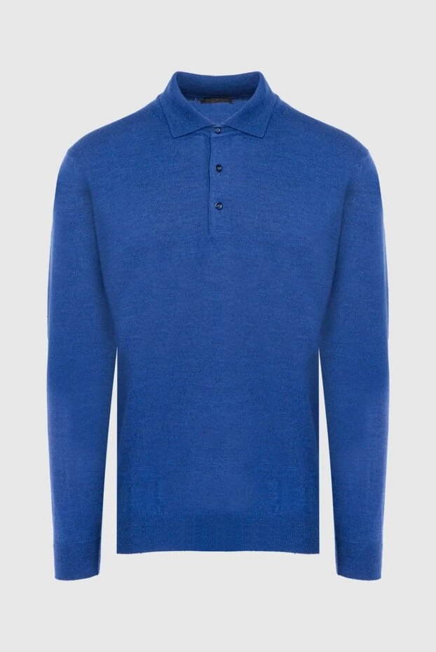 Cesare di Napoli man wool long sleeve polo blue for men купить с ценами и фото 163985 - photo 1