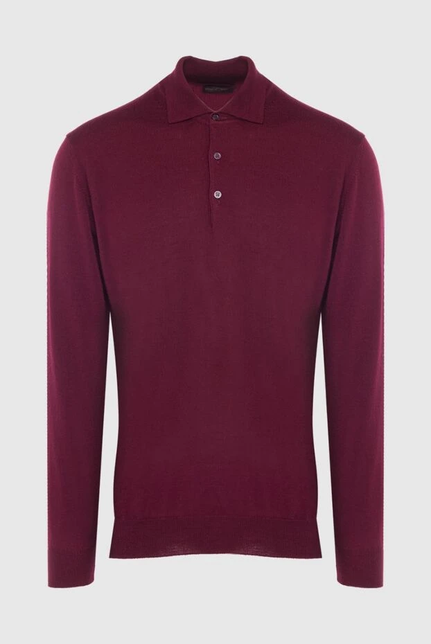 Cesare di Napoli man wool long sleeve polo burgundy for men купить с ценами и фото 163986 - photo 1