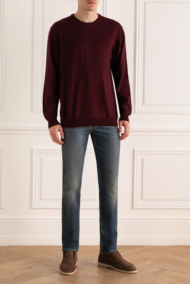 Cesare di Napoli man wool jumper burgundy for men купить с ценами и фото 163993 - photo 2