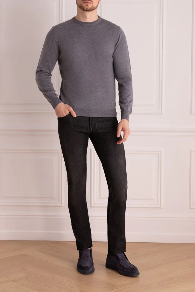 Cesare di Napoli man wool jumper gray for men купить с ценами и фото 164005 - photo 2