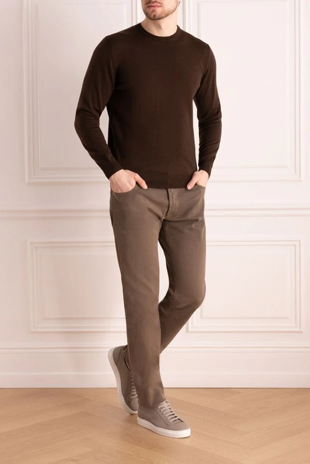 Cesare di Napoli man brown wool jumper for men купить с ценами и фото 164006 - photo 2