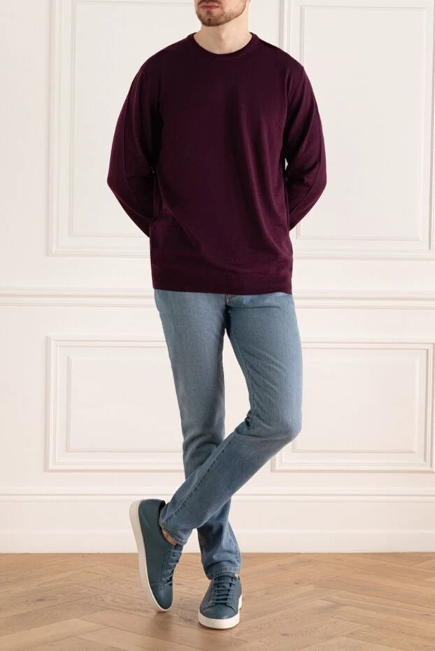 Cesare di Napoli man wool jumper burgundy for men купить с ценами и фото 164008 - photo 2