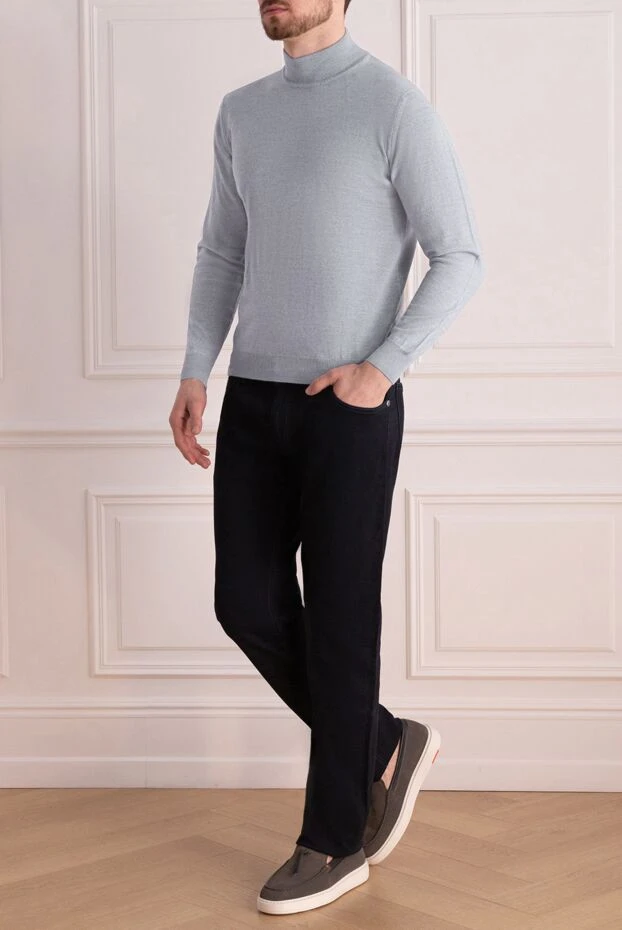 Cesare di Napoli man men's jumper with a high stand-up collar made of wool, gray купить с ценами и фото 164017 - photo 2