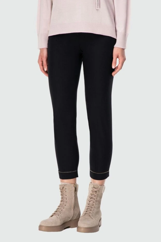 Peserico көк әйелдер шалбарлары жүн белбеумен 164052 - фото 3