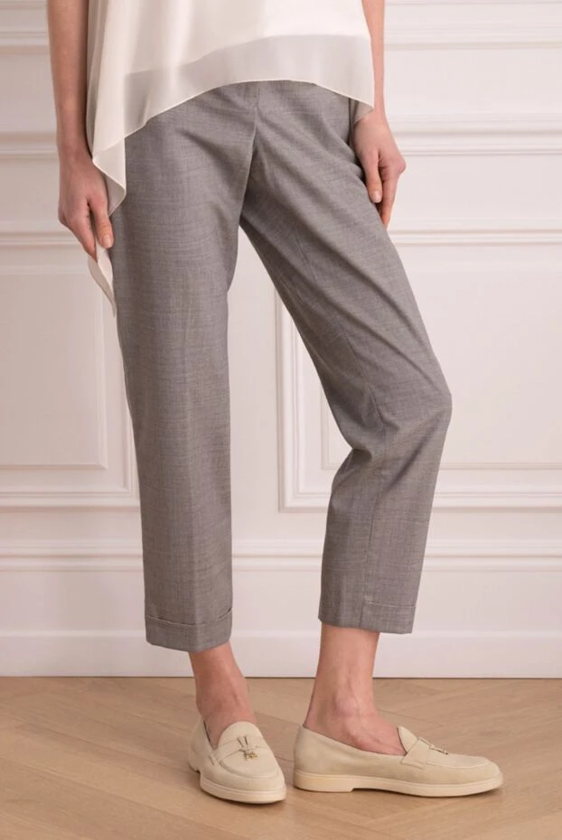 Peserico сұр әйелдер шалбарлары жүн белбеумен 164053 - фото 3