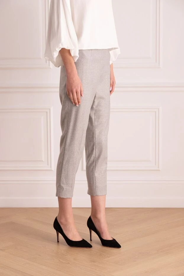 Peserico әйелдерге арналған қысқа сұр классикалық стильдегі шалбар 164054 - фото 3