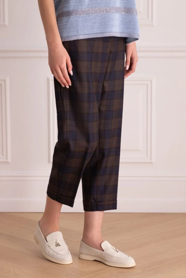 Peserico әйелдерге арналған қоңыр торлы шалбар, сұр белдікпен 164058 - фото 3