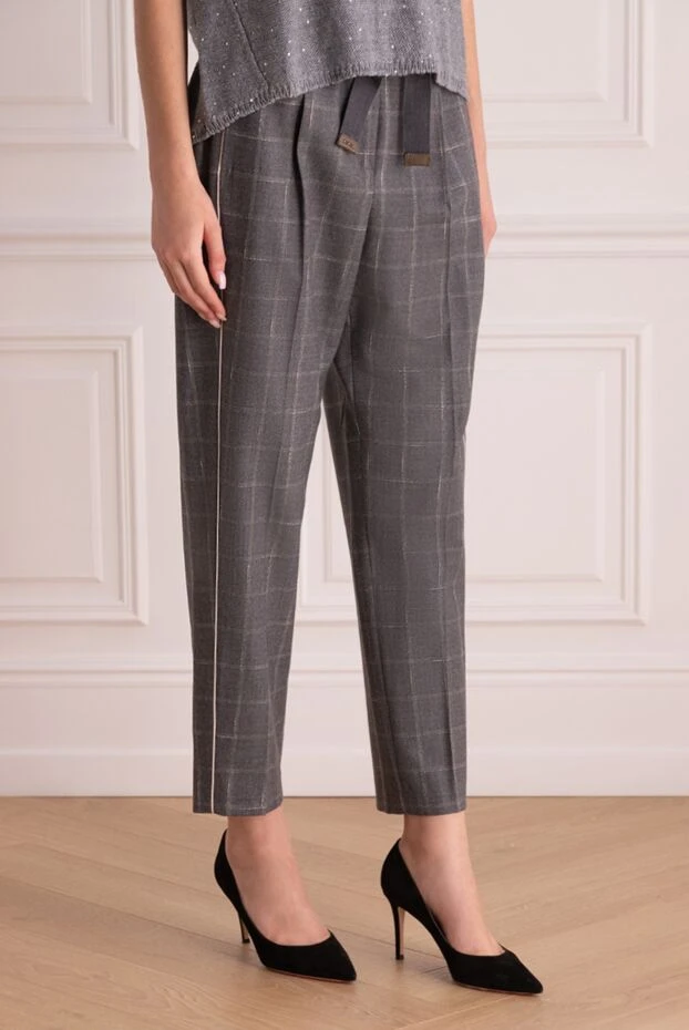 Peserico әйелдерге арналған сұр торлы шалбар, көк белдікпен 164059 - фото 3