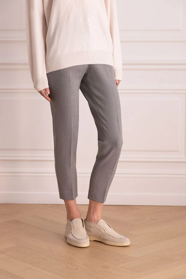 Peserico әйелдерге арналған қысқа сұр шалбар классикалық қырқу 164061 - фото 3