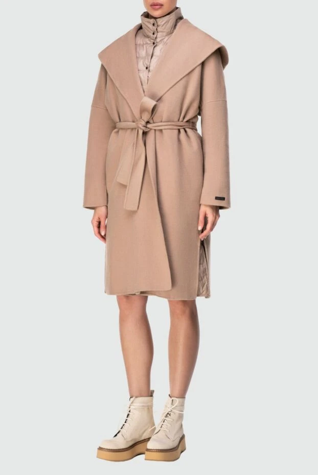 Peserico woman women's beige wool and cashmere coat купить с ценами и фото 164062 - photo 2