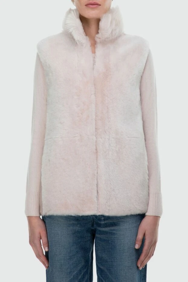Peserico жилет женский светлый из натурального меха с воротником-стойкой
 164064 - фото 3