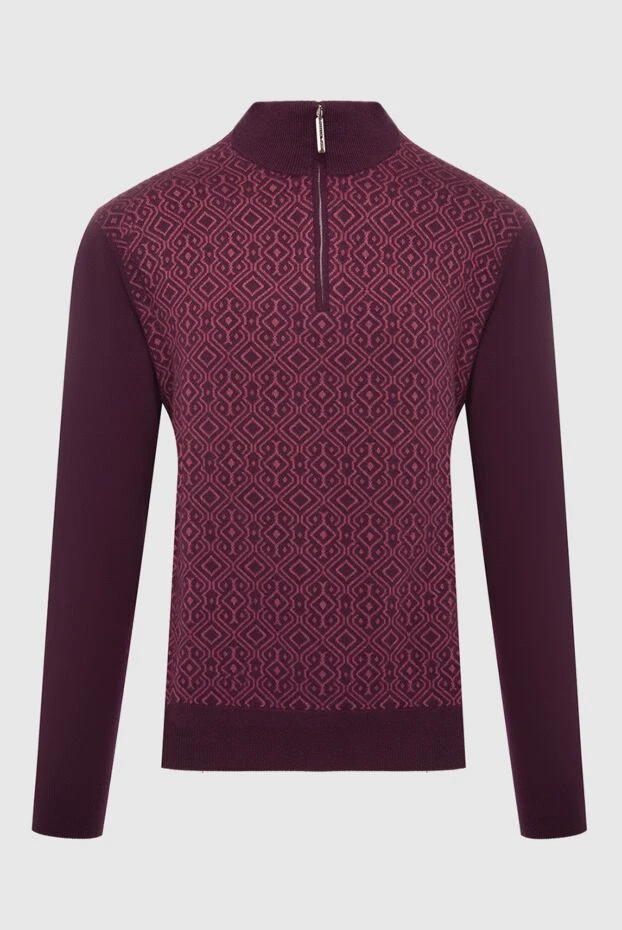 Тройер из кашемира и шелка бордового цвета с геометрическим узором - фото 1