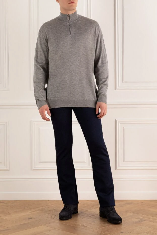 Stefano Ricci тройер из кашемира и шелка серый мужской 164082 - фото 2