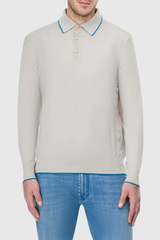 Stefano Ricci поло с длинным рукавом из шелка и кашемира бежевое мужское с длинным рукавом 164084 - фото 3