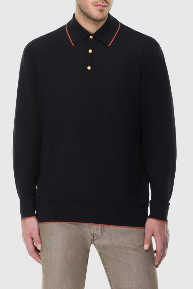 Stefano Ricci қарама-қарсы жиегі бар ерлерге арналған қара ұзын жеңді поло жейдесі 164091 - фото 3