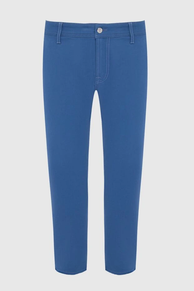 Stefano Ricci джинсы голубые из эластичного хлопка с фирменной нашивкой 164114 - фото 1