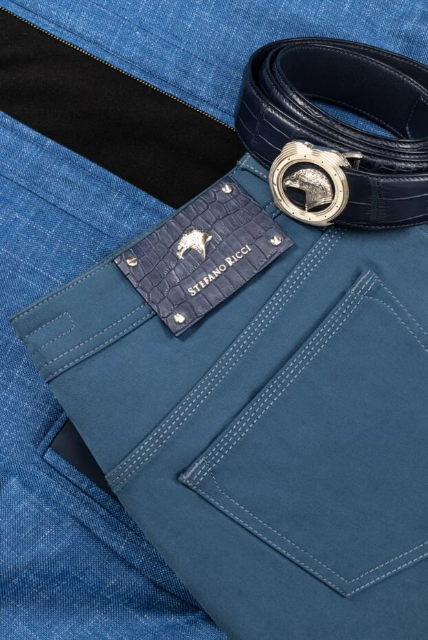 Stefano Ricci джинсы голубые из эластичного хлопка с фирменной нашивкой 164114 - фото 2